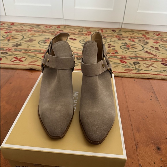 Michael Kors Taupe Ankle Booties with Suede Finish - Picture 1 of 5